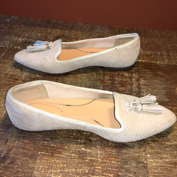 Hush Puppies Sadie Medium Moyen Tassel Ballet Flat Shoe Beige Textured Womens 6 - Picture 10 of 11